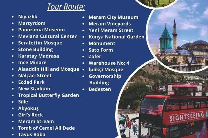 Visita turística por la ciudad de Konya en autobús de dos pisos